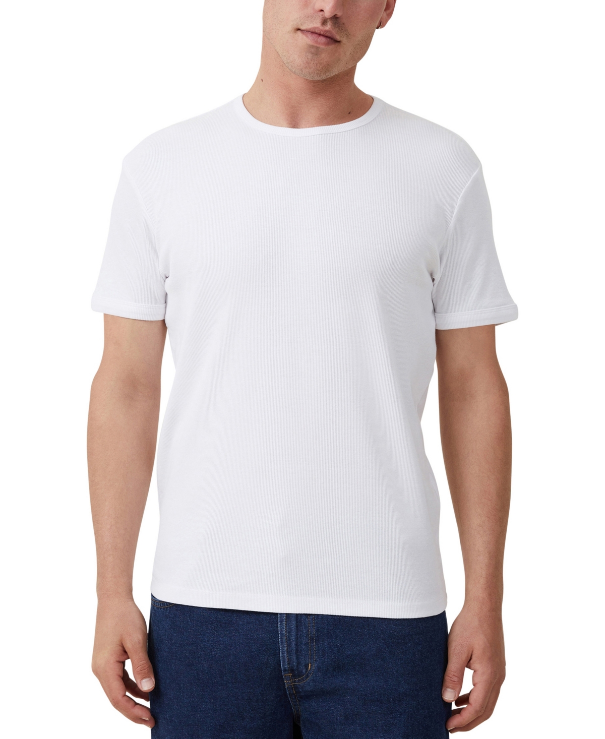Cotton On Men's Crewneck Ribbed T-shirt In White