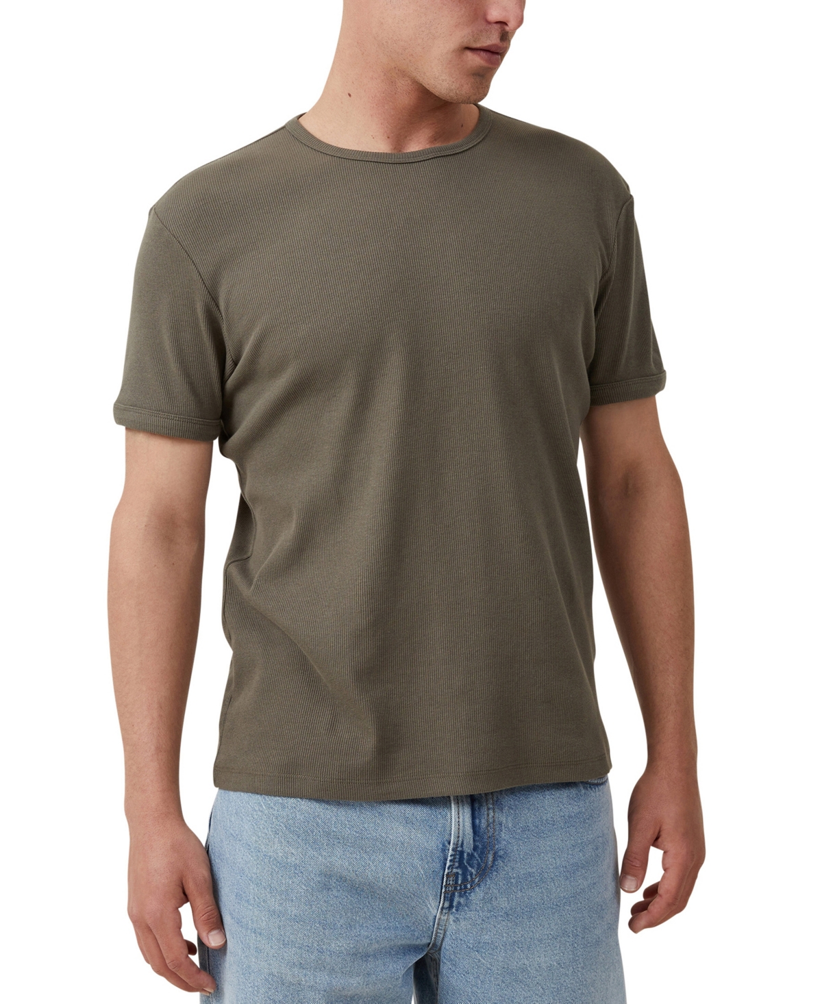 Cotton On Men's Crewneck Ribbed T-shirt In Military