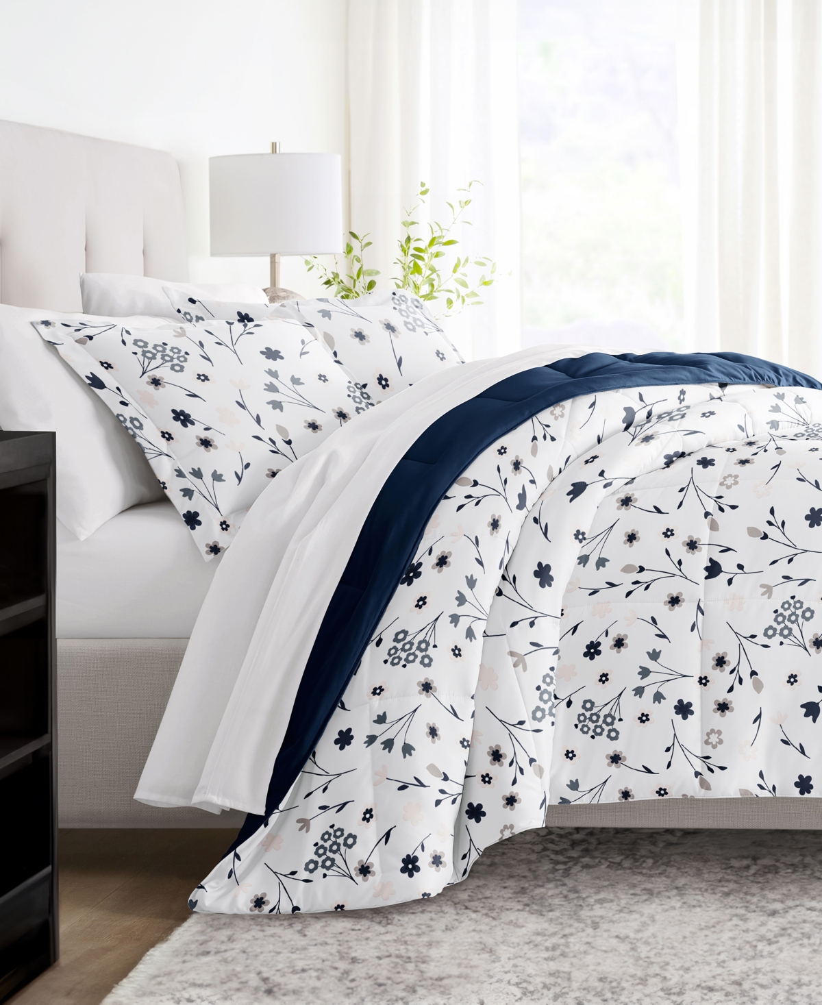 Home Collection Premium Down AlternativeReversible Comforter Set, - Forget Me Not