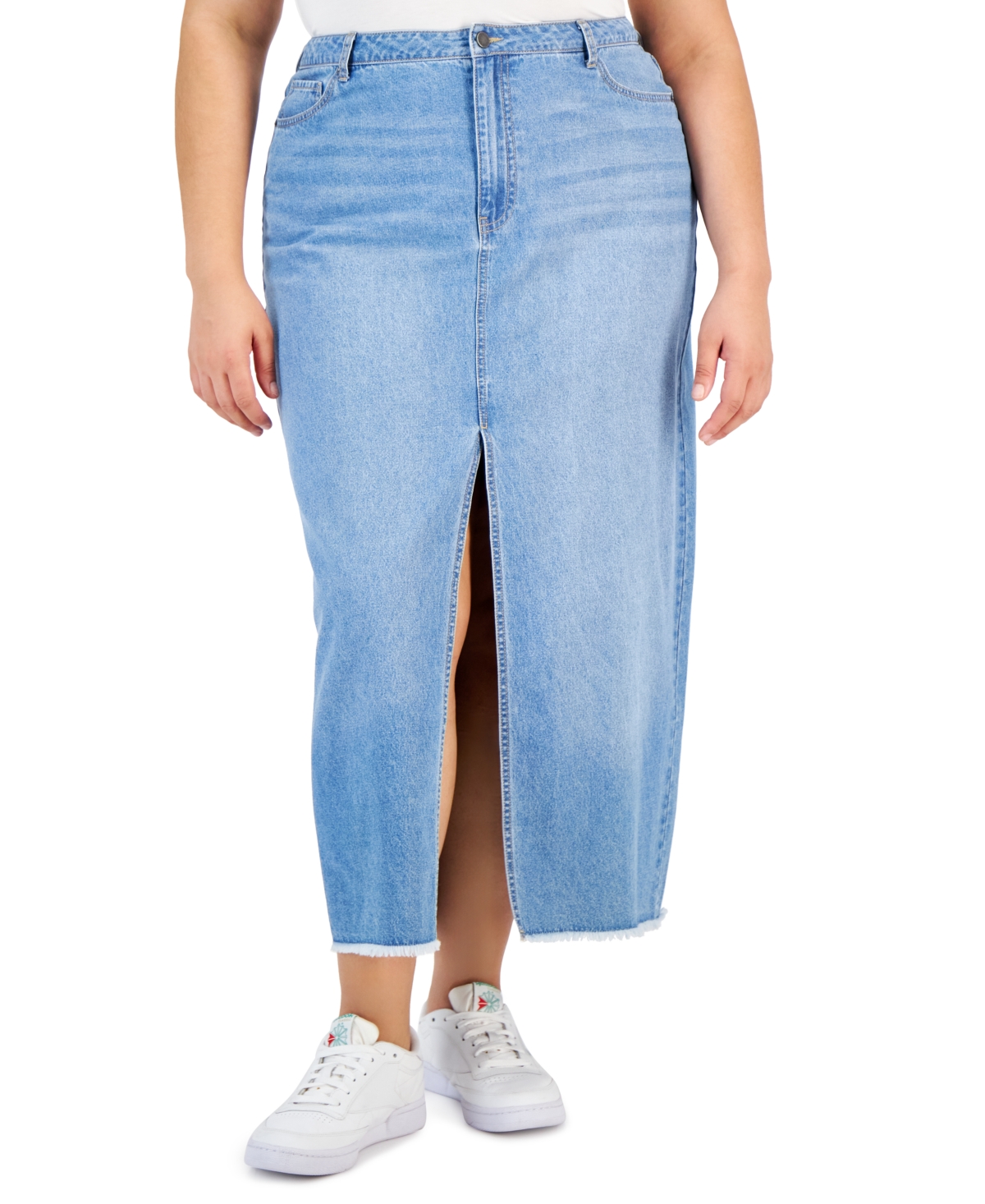 Shop And Now This Plus Size Denim Maxi Skirt In Blue Wash