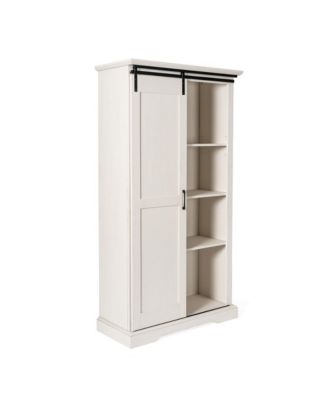 Finnoula Farmhouse Storage Cabinet, Semi-Open Storage With Sliding Barn Door
