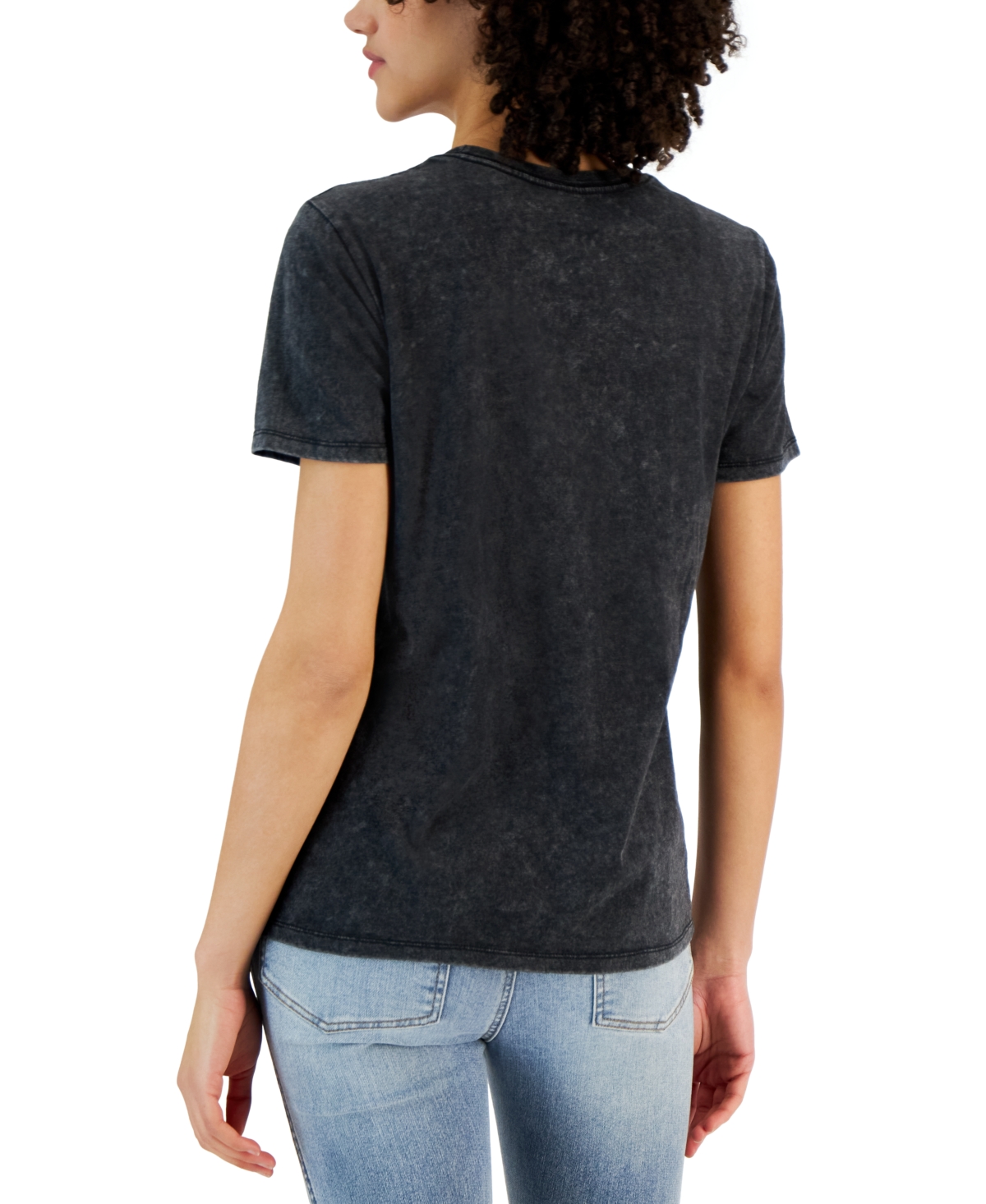 Shop Rebellious One Juniors' Short-sleeve Crewneck Sun Graphic T-shirt In Black Min Wash