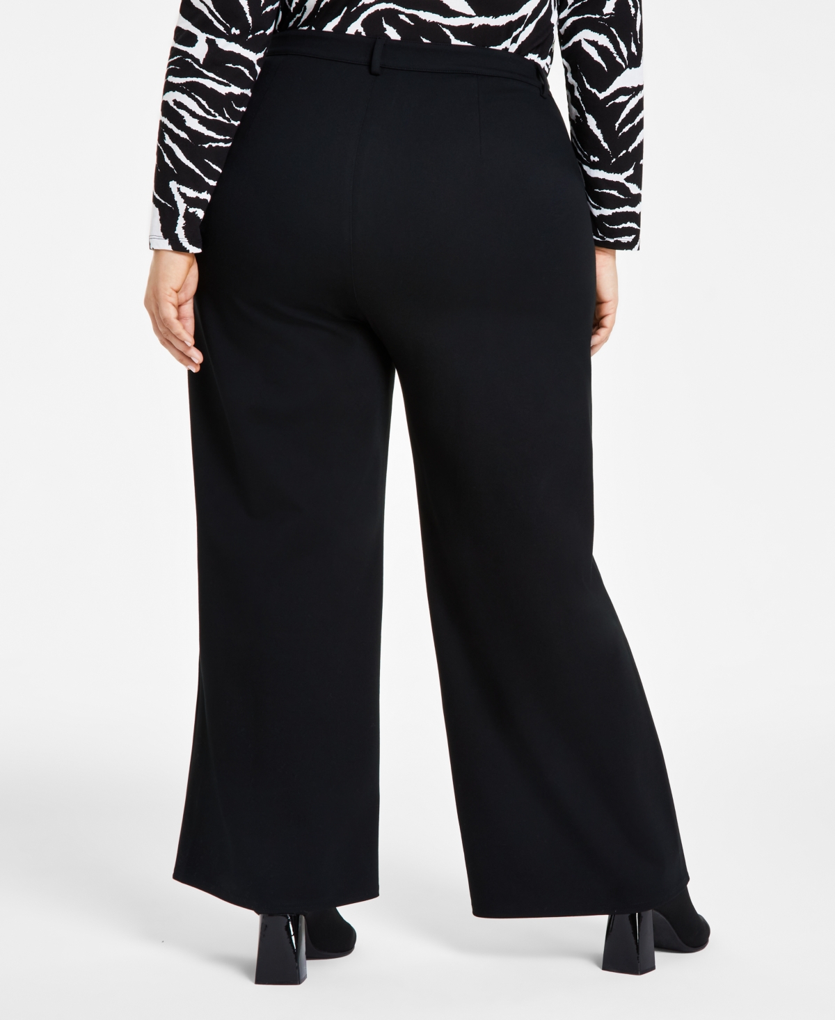 Bar Iii Trendy Plus Size High-Rise Wide-Leg Ponte-Knit Pants, Created for Macy's