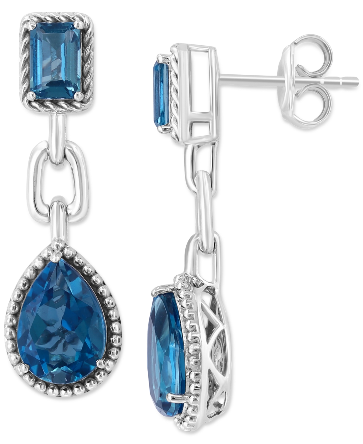 Effy Collection Effy London Blue Topaz Double Drop Earring (6-1/4 Ct. T.w) In Sterling Silver