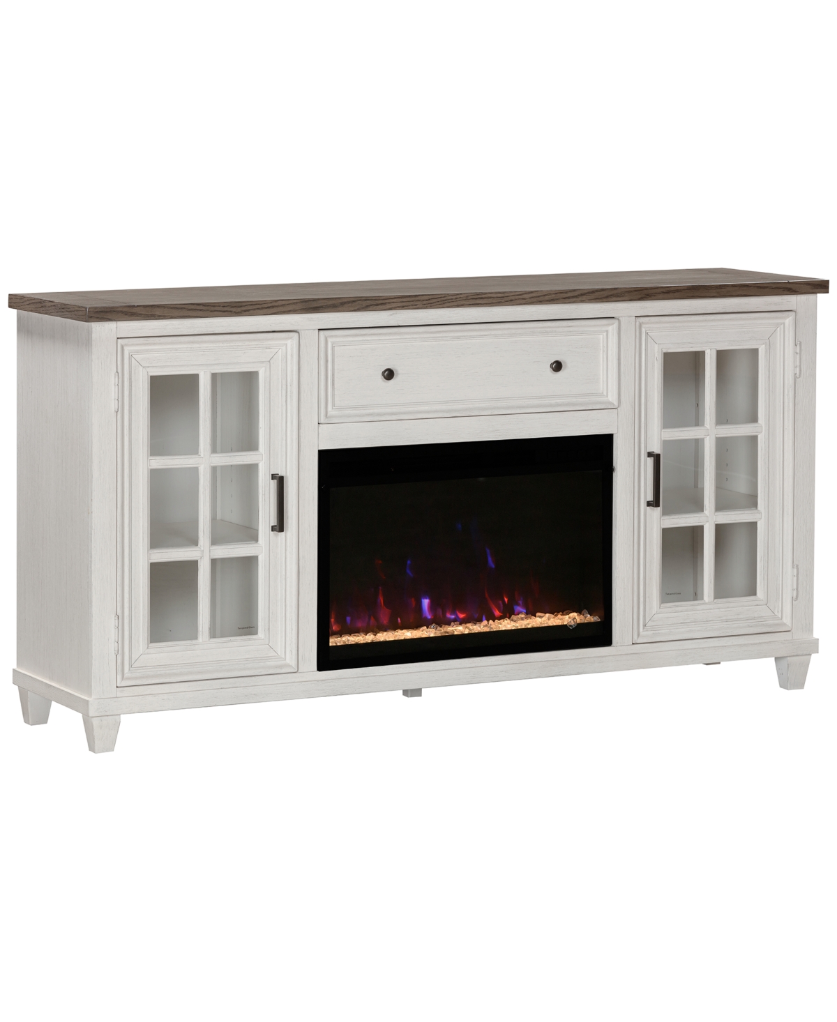 Macy's 65" Dawnwood 2pc Tv Console Set (65" Console And Fireplace) In White