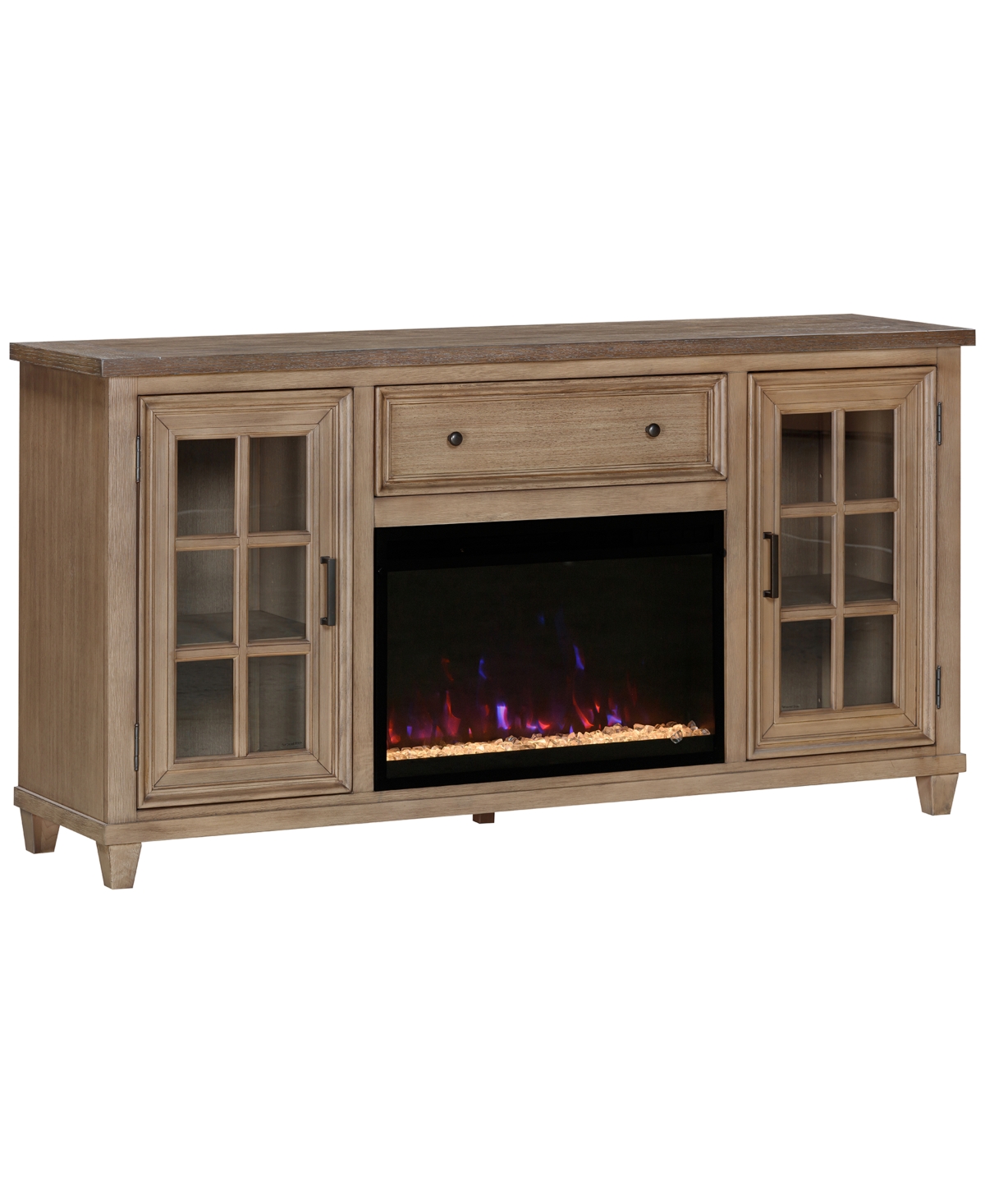 Macy's 65" Dawnwood 2pc Tv Console Set (65" Console And Fireplace) In Wheat