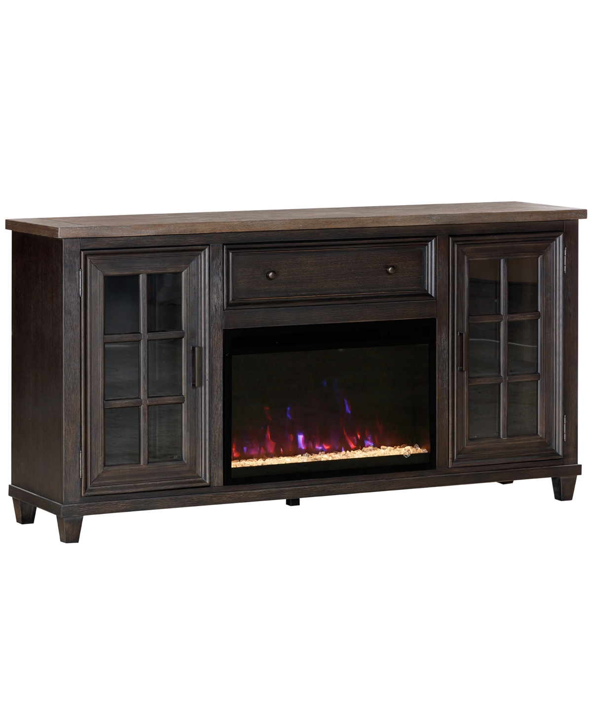 Macy's 65" Dawnwood 2pc Tv Console Set (65" Console And Fireplace) In Espresso