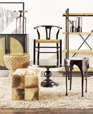 Aluminum Drip Accent Table with Melting Design and Shaded Glass Top, 16" x 16" x 25"