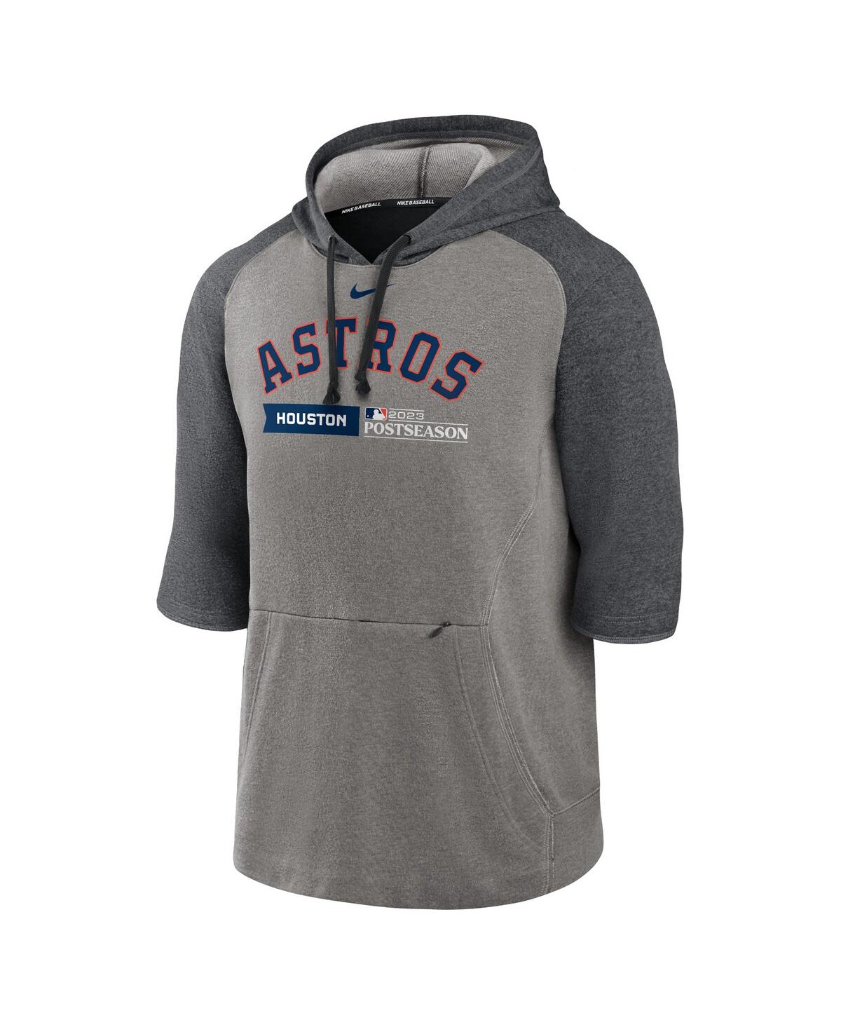 Men's Nike Heather Charcoal Houston Astros 2023 Postseason Authentic Collection Flux Performance 3/4-Sleeve Pullover Hoodie - Heather Gr