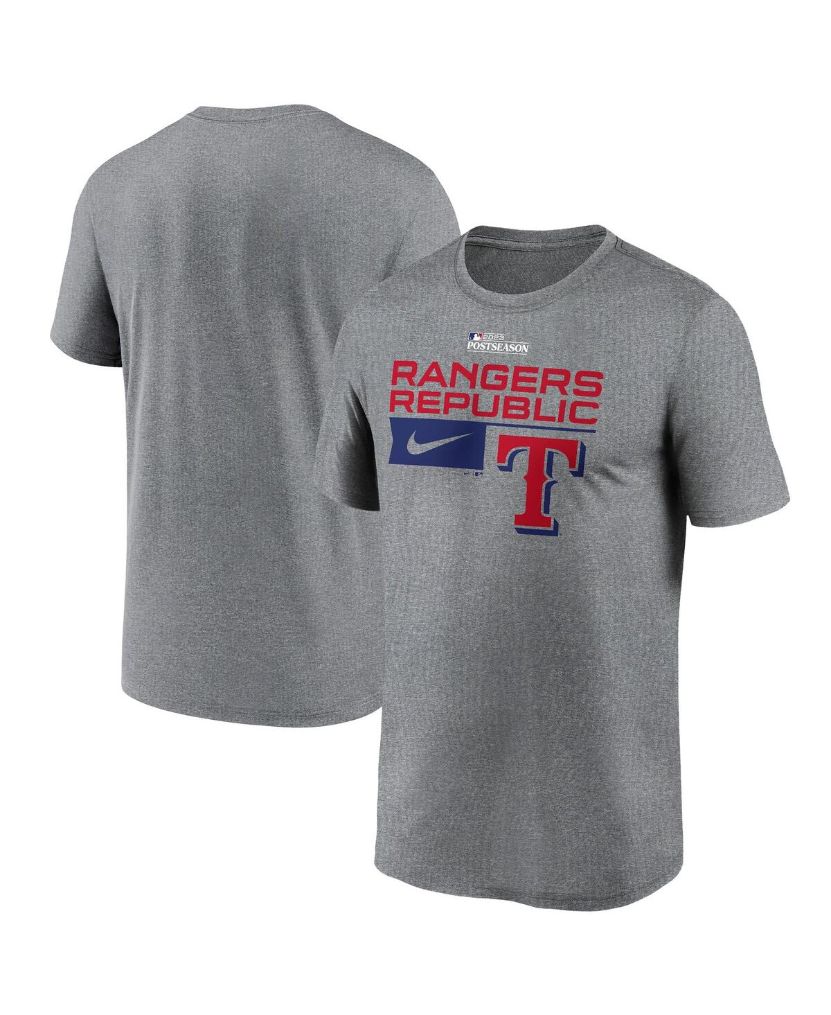 Shop Nike Men's  Heather Charcoal Texas Rangers 2023 Postseason Legend Performance T-shirt