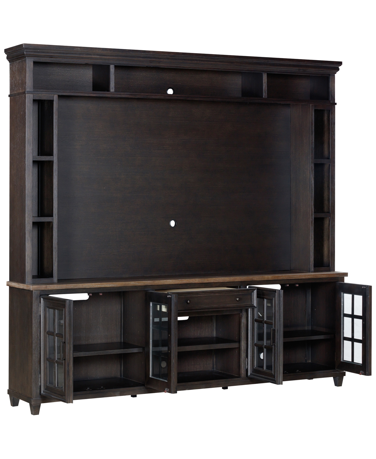 Macy's 84" Dawnwood 2pc Tv Console Set (84" Console And Hutch) In Wheat