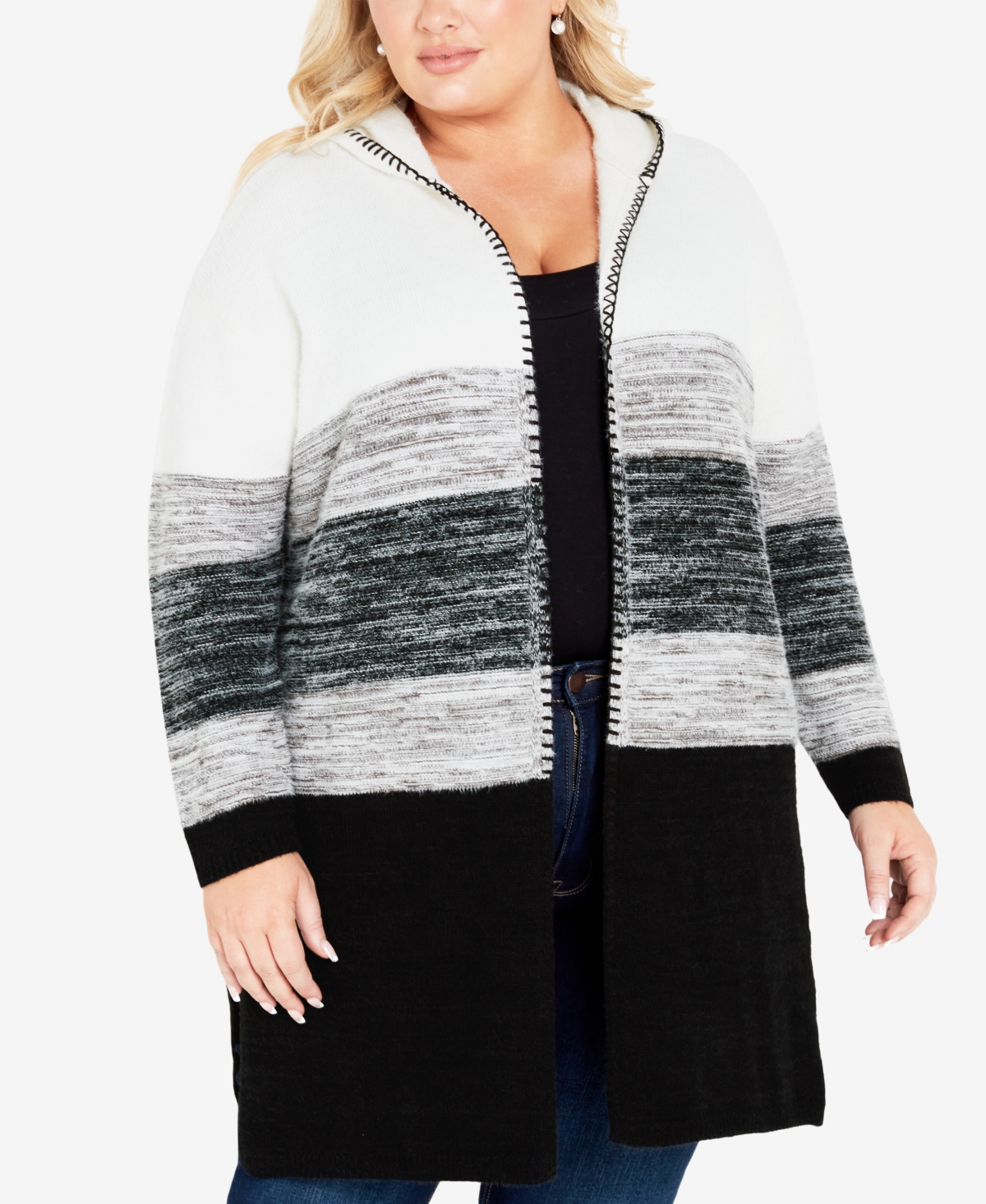 Avenue Plus Size Camryn Cardigan Sweater In Black