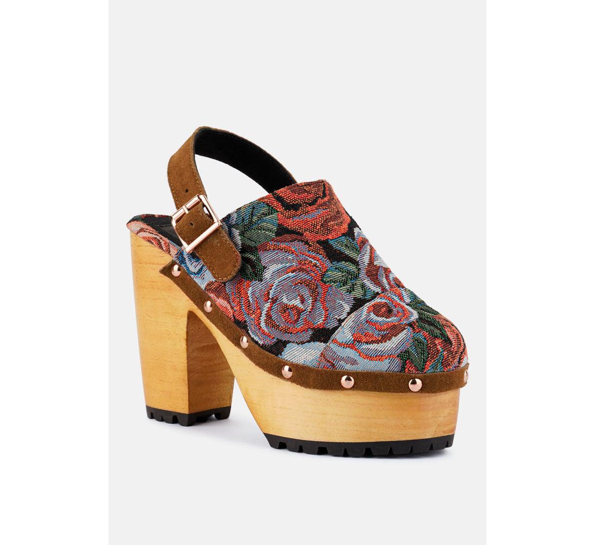 Mural Womens Tapestry Handcrafted Clogs - Floral