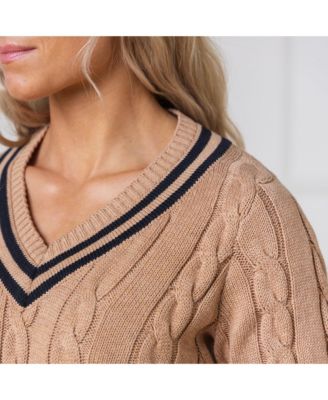 Women's Long Sleeve V-Neck Cricket Sweater