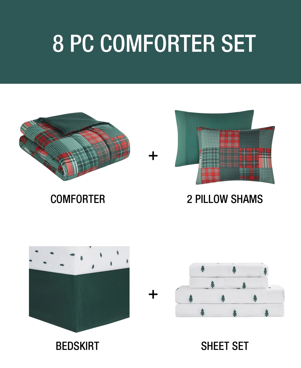 Mytex Holiday Patchwork 8-Pc. Comforter Set, Exclusively at Macy's -green