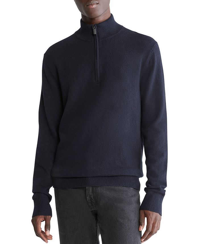 Calvin Klein Men s Ribbed Trim Quarter Zip Pullover Sweater Macy s
