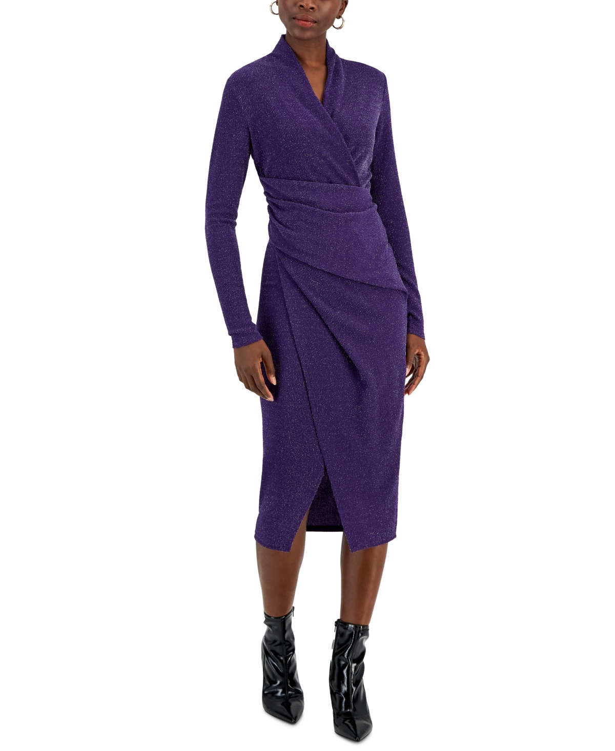 Women's Bret Jersey Faux-Wrap Midi Dress - Amethyst