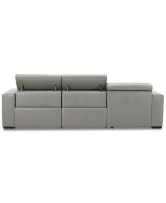 Nevio 115" 3-Pc. Leather Sectional with 2 Power Recliners, Headrests and Chaise, Created For Macy's