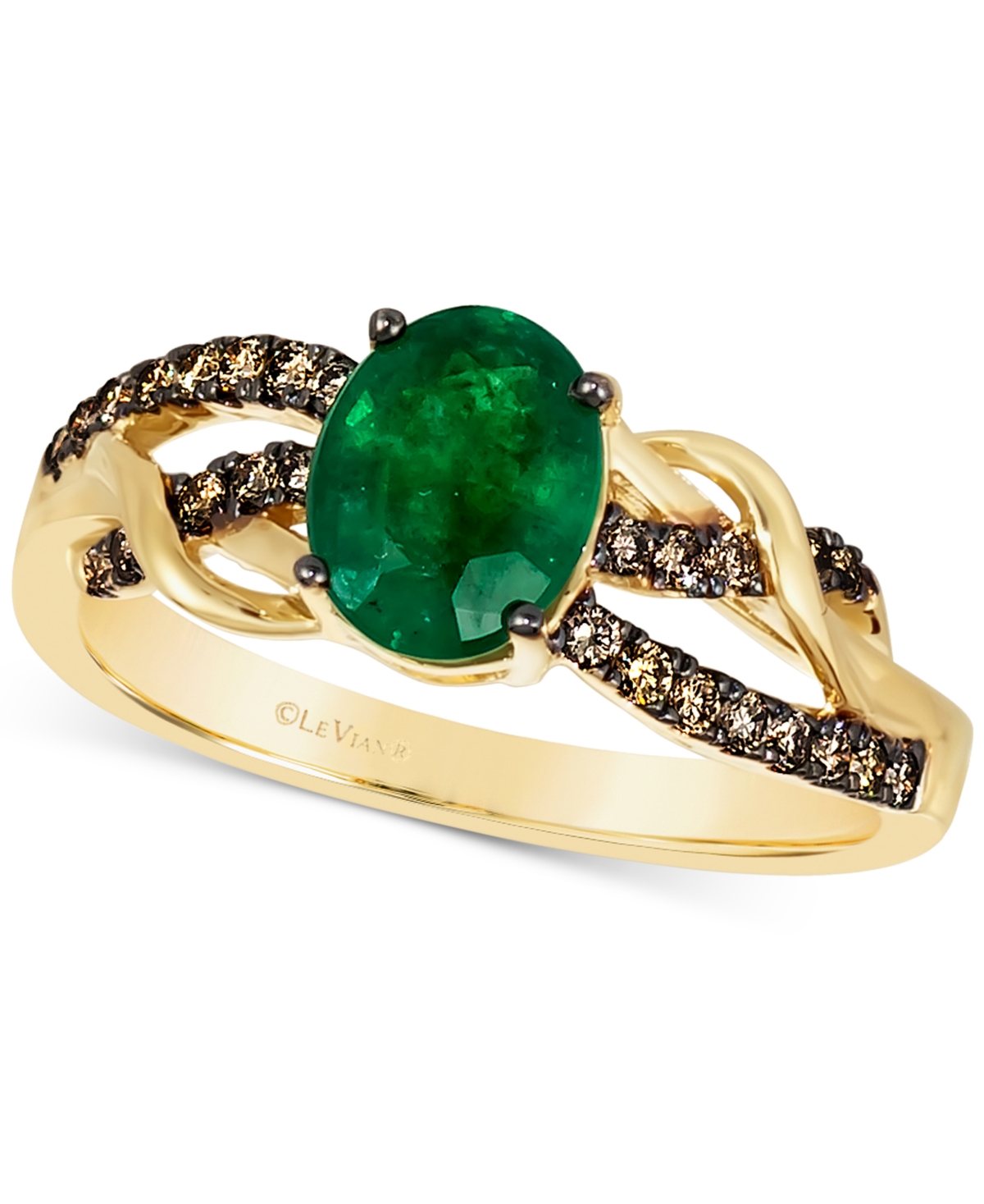 Le Vian Chocolatier Costa Smeralda Emeralds (7/8 Ct. T.w.) & Chocolate Diamond (1/4 Ct. T.w.) Openwork Ring In K Honey Gold Ring