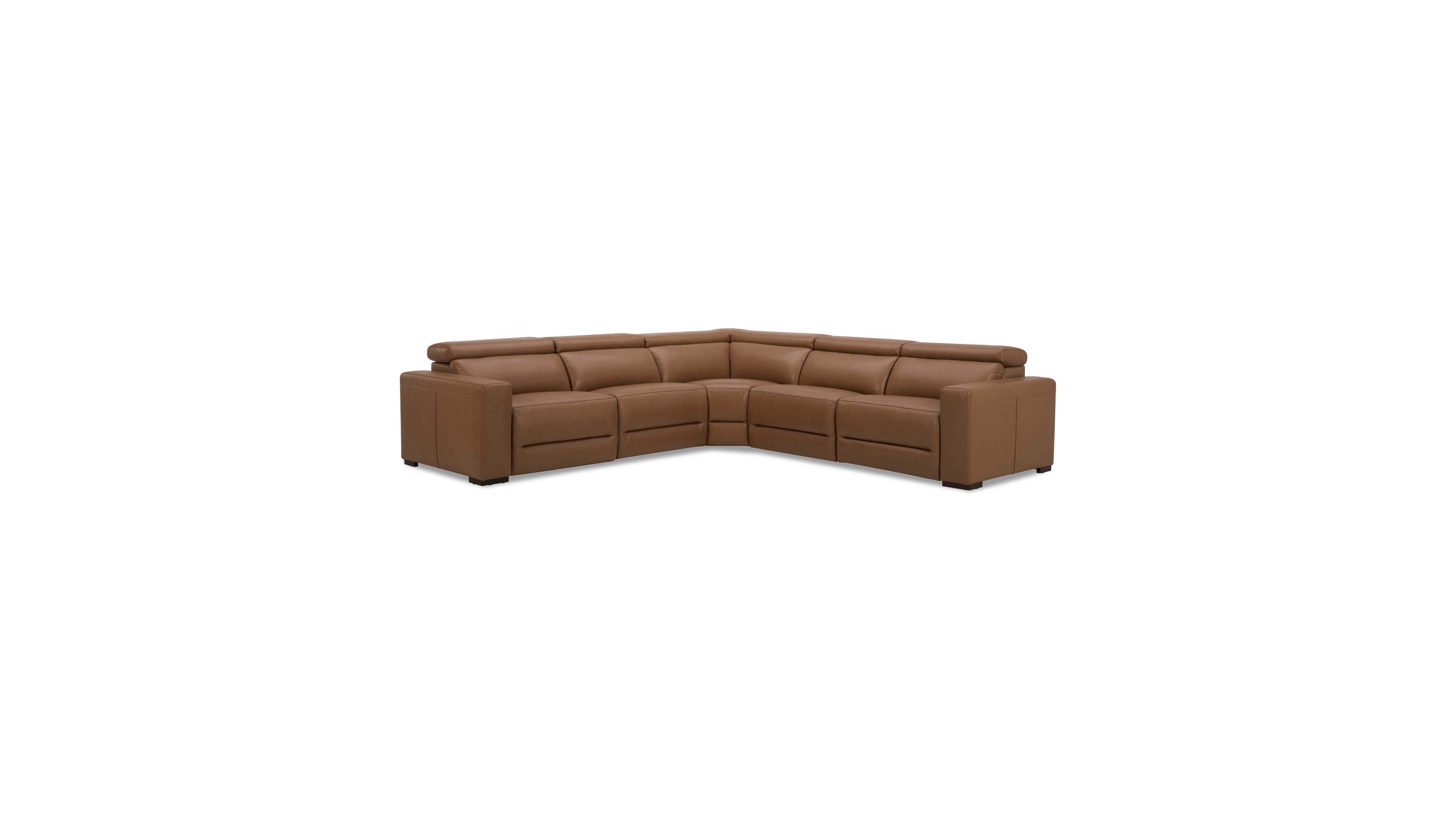 Nevio 124" 5-Pc. Leather Sectional with 3 Power Recliners and Headrests, Created For Macy's