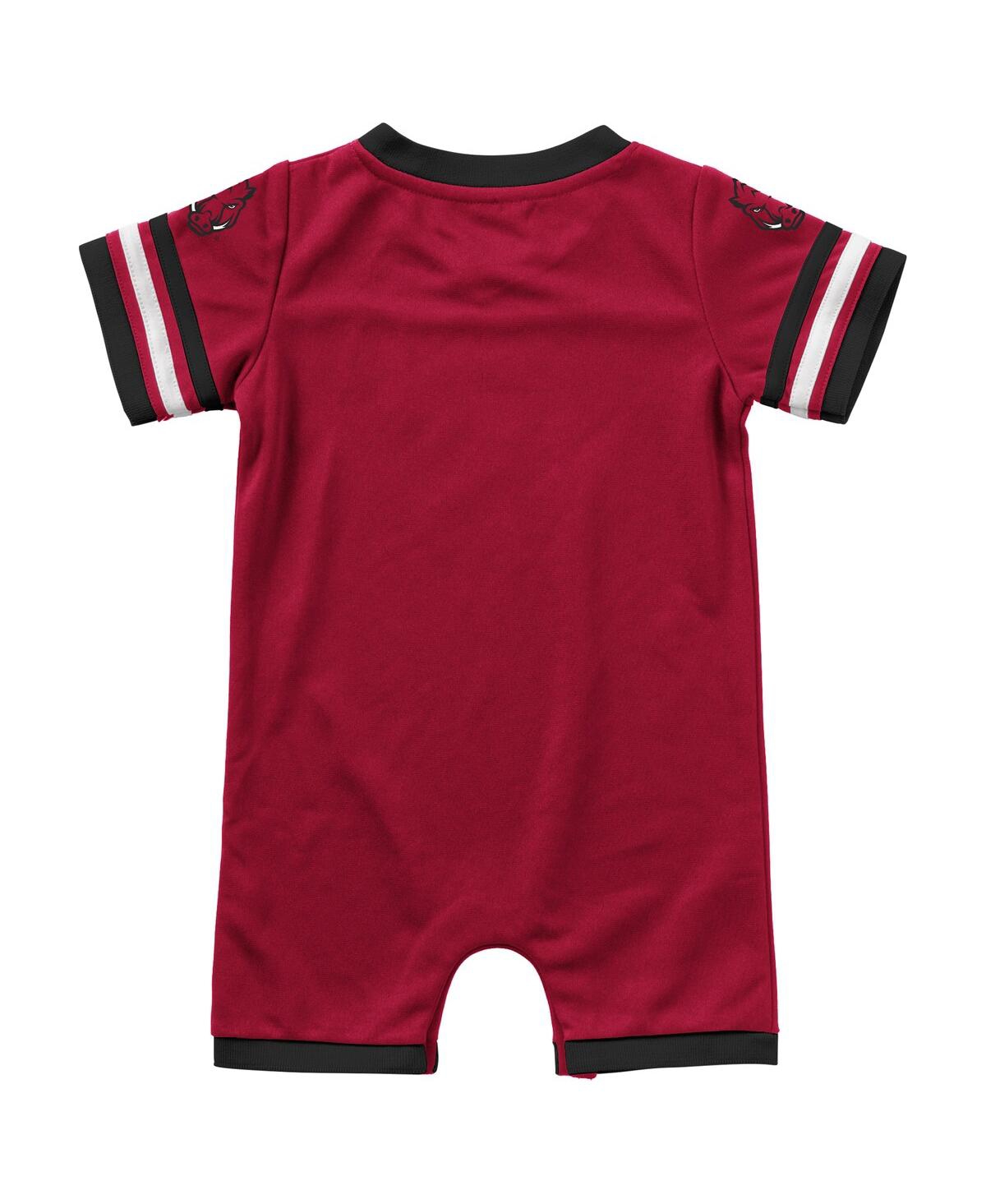 Newborn and Infant Boys and Girls ColosseumArkansas Razorbacks Bumpo Football Logo Romper - Cardinal