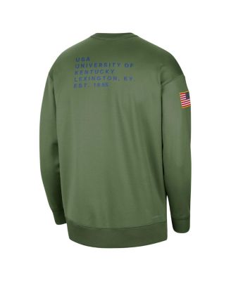 Women's Olive Kentucky Wildcats Military-Inspired Collection All-Time Performance Crew Pullover Sweatshirt
