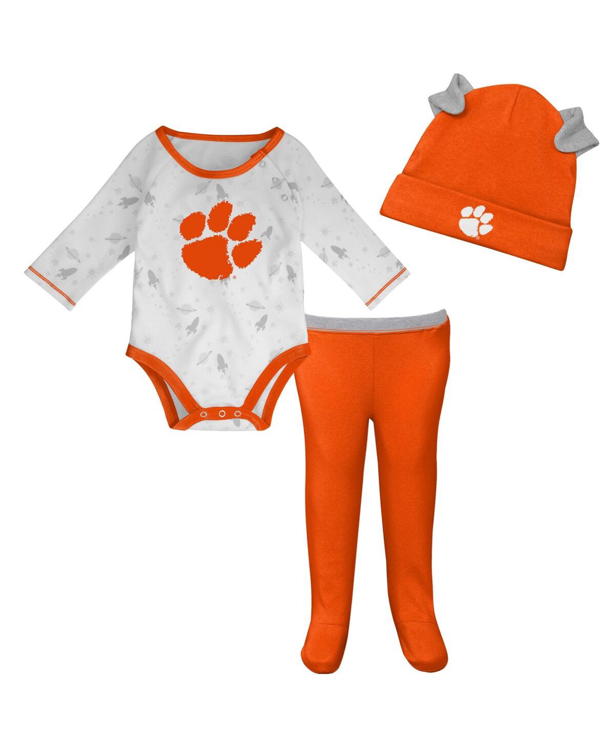 Shop Outerstuff Newborn And Infant Boys And Girls Orange, White Clemson Tigers Dream Team Raglan Long Sleeve Bodysui In Orange,white