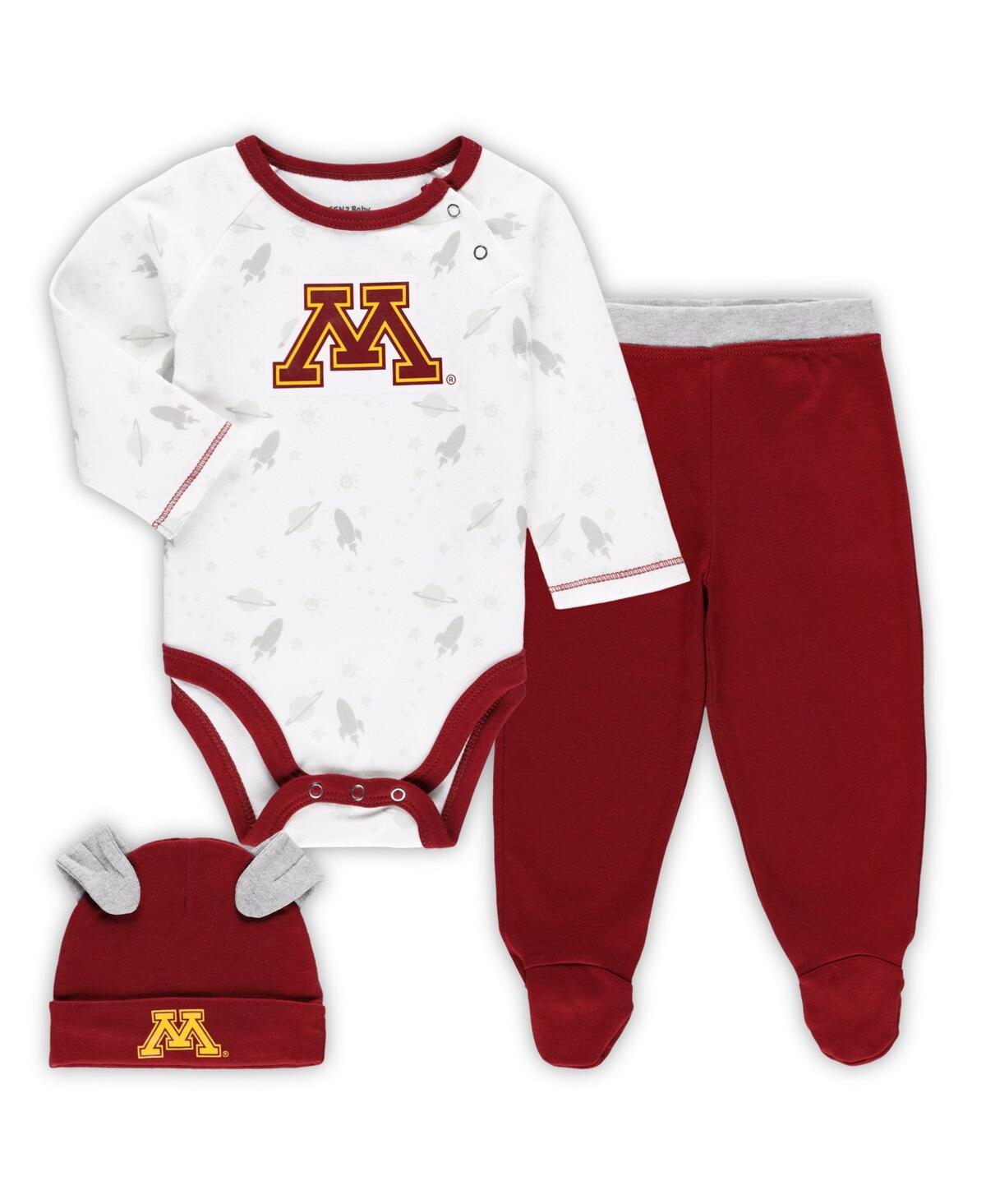 Shop Outerstuff Newborn And Infant Boys And Girls Maroon, White Minnesota Golden Gophers Dream Team Raglan Long Slee In Maroon,white