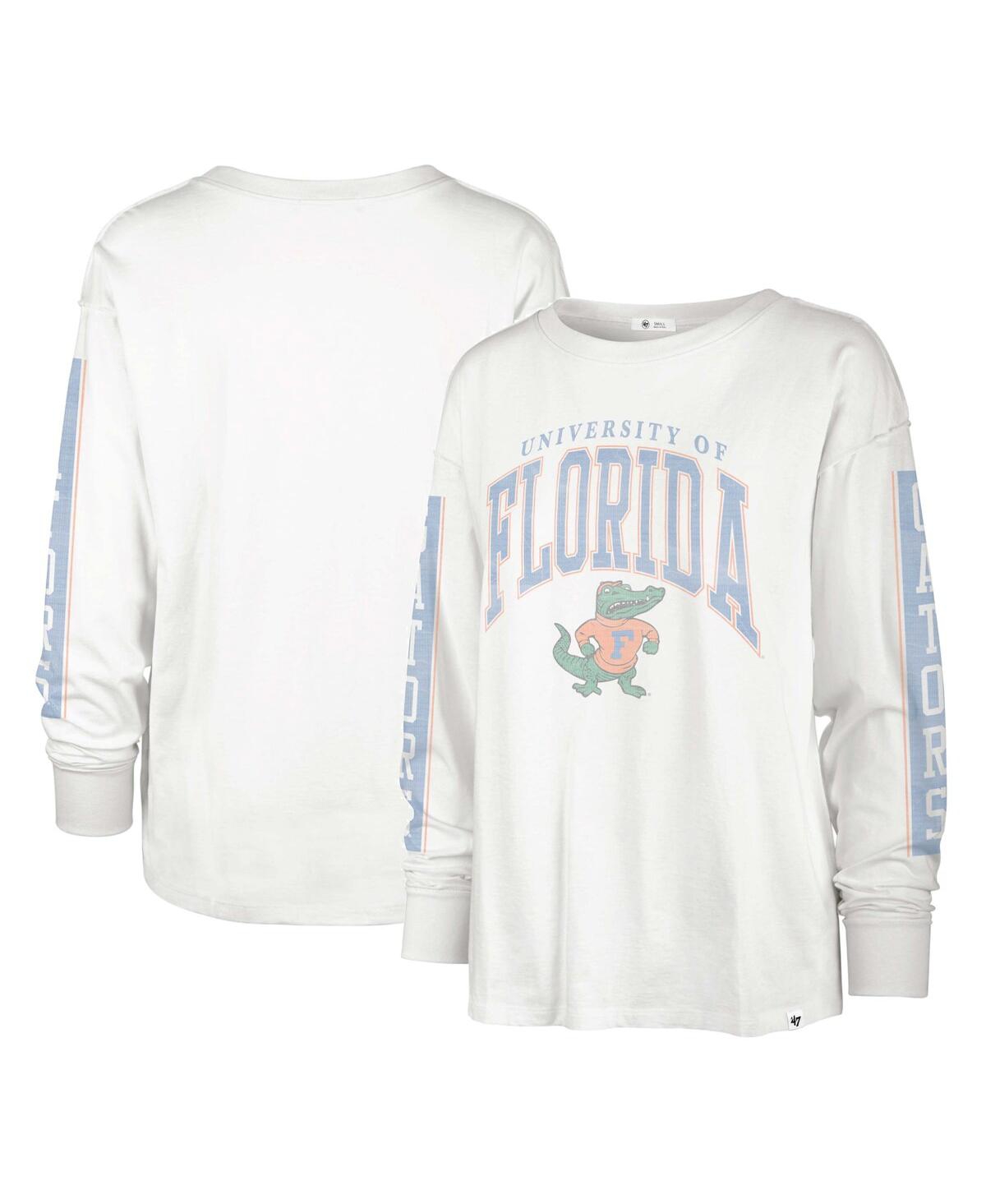 47 Brand Women's ' White Distressed Florida Gators Statement Soa 3-hit Long Sleeve T-shirt