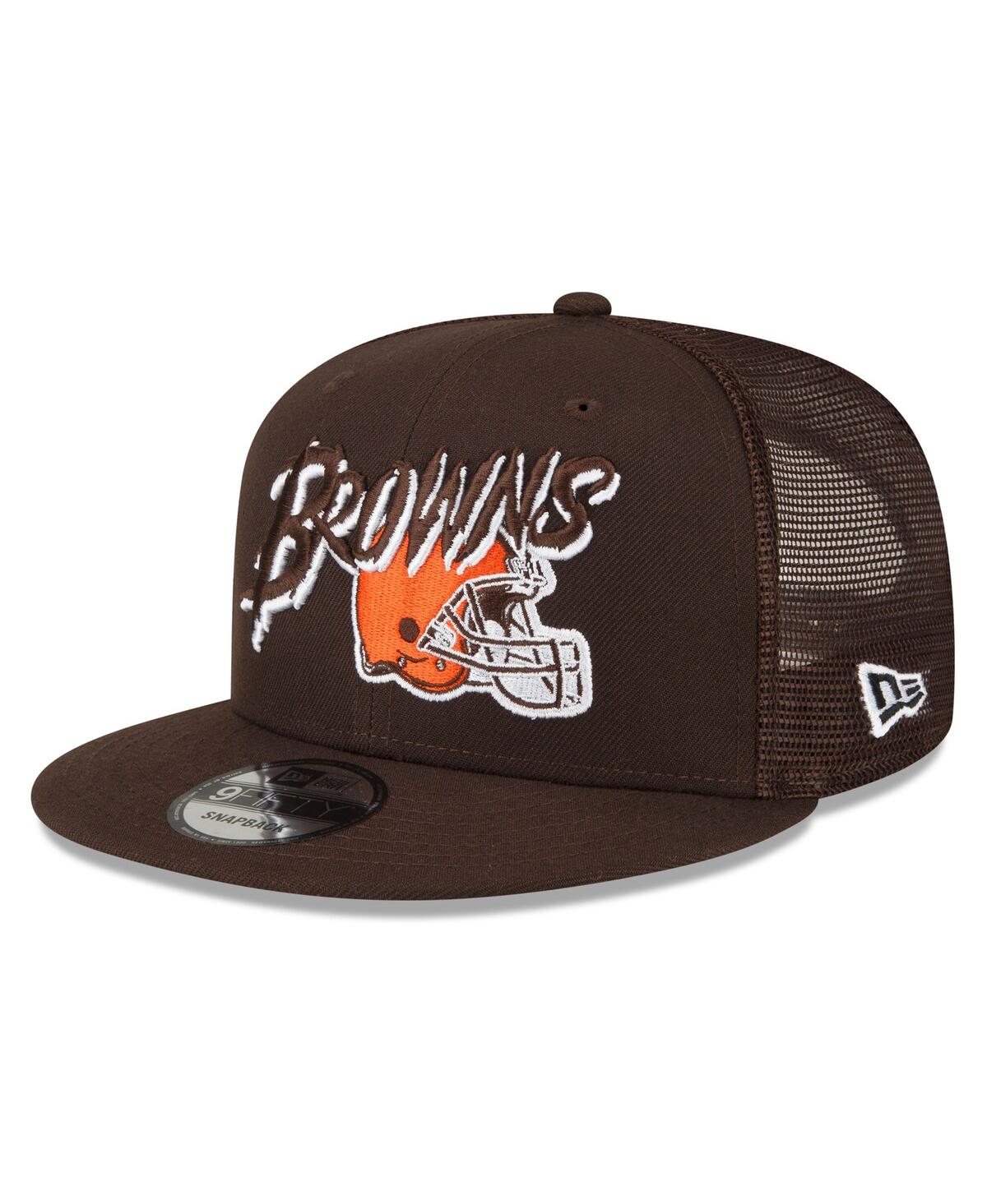 Shop New Era Men's  Brown Cleveland Browns Graffiti Script 9fifty Snapback Hat