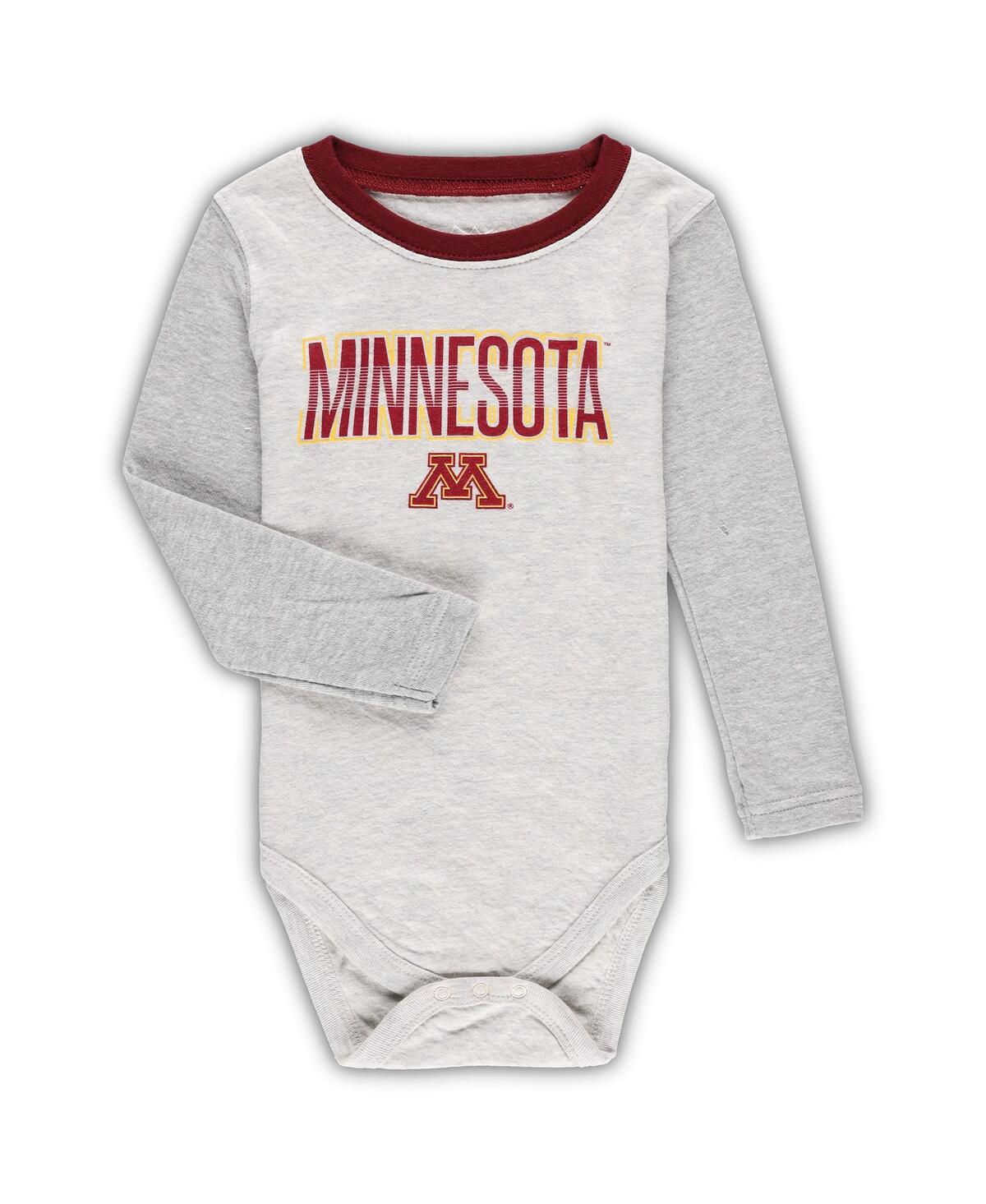 WES & WILLY INFANT BOYS AND GIRLS WES & WILLY HEATHER GRAY MINNESOTA GOLDEN GOPHERS JIE JIE LONG SLEEVE BODYSUIT