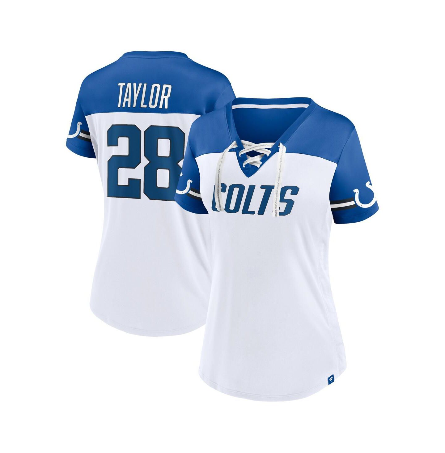 Женский топ Fanatics Jonathan Taylor White Indianapolis Colts Athena Name and Number V-Neck — фото 1