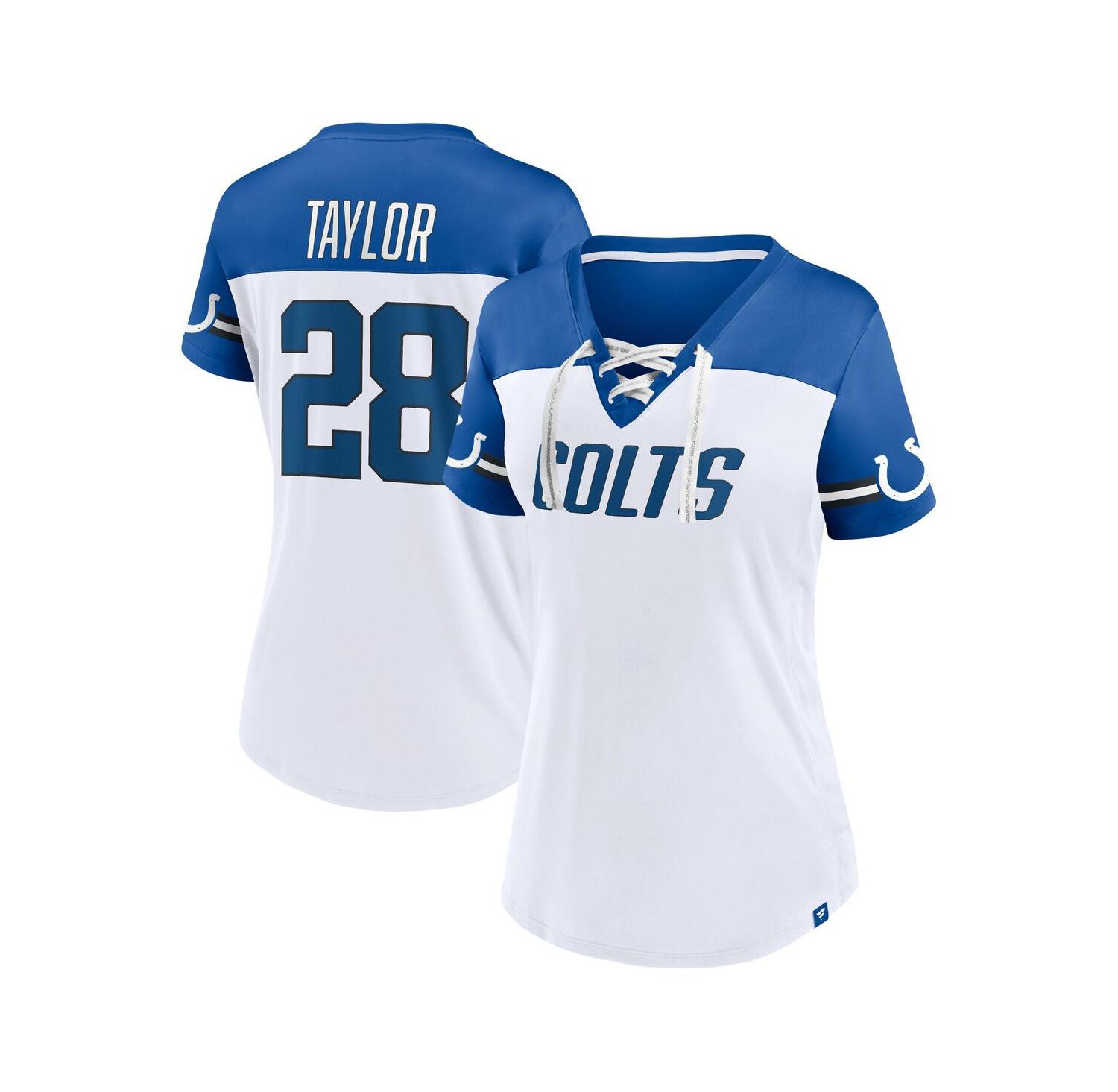 Women's Jonathan Taylor White Indianapolis Colts Athena Name and Number V-Neck Top