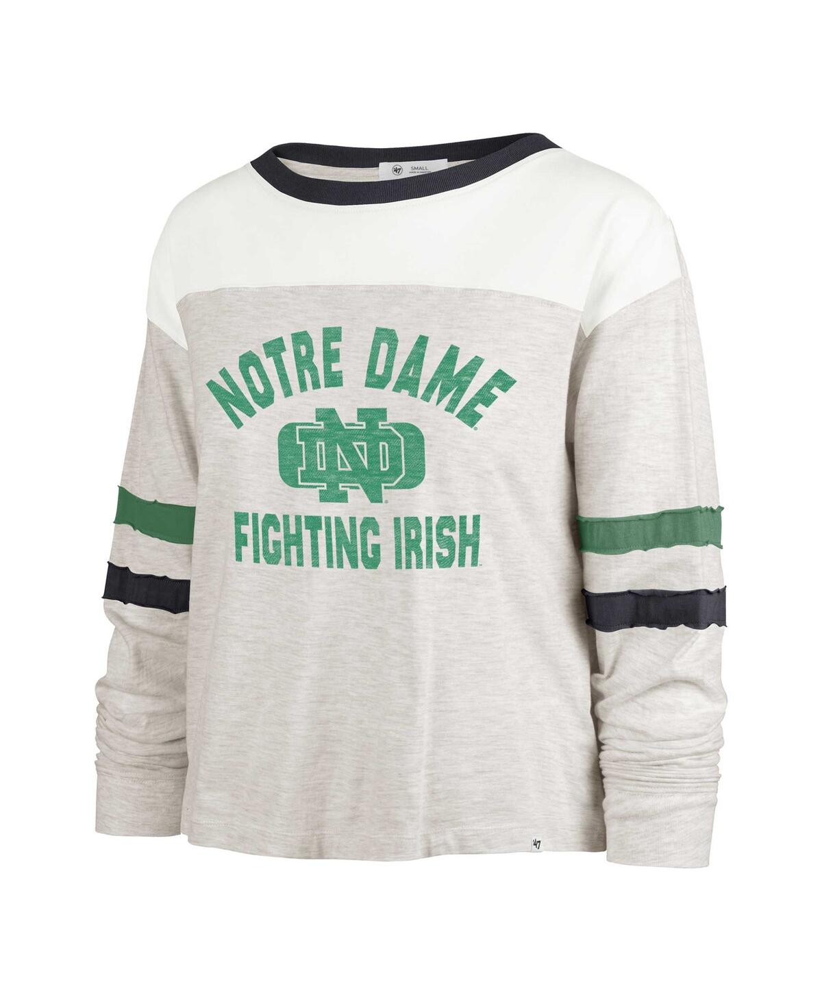 Shop 47 Brand Women's ' Oatmeal Distressed Notre Dame Fighting Irish All Class Lena Long Sleeve T-shirt