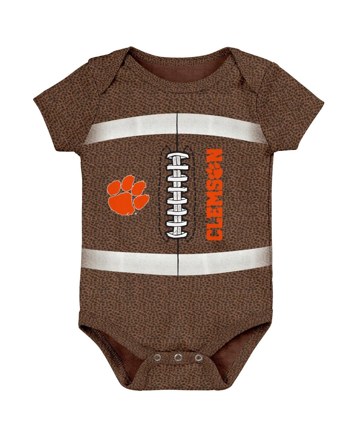 Outerstuff Babies' Newborn And Infant Boys And Girls Brown Clemson Tigers Catch Me Football Bodysuit