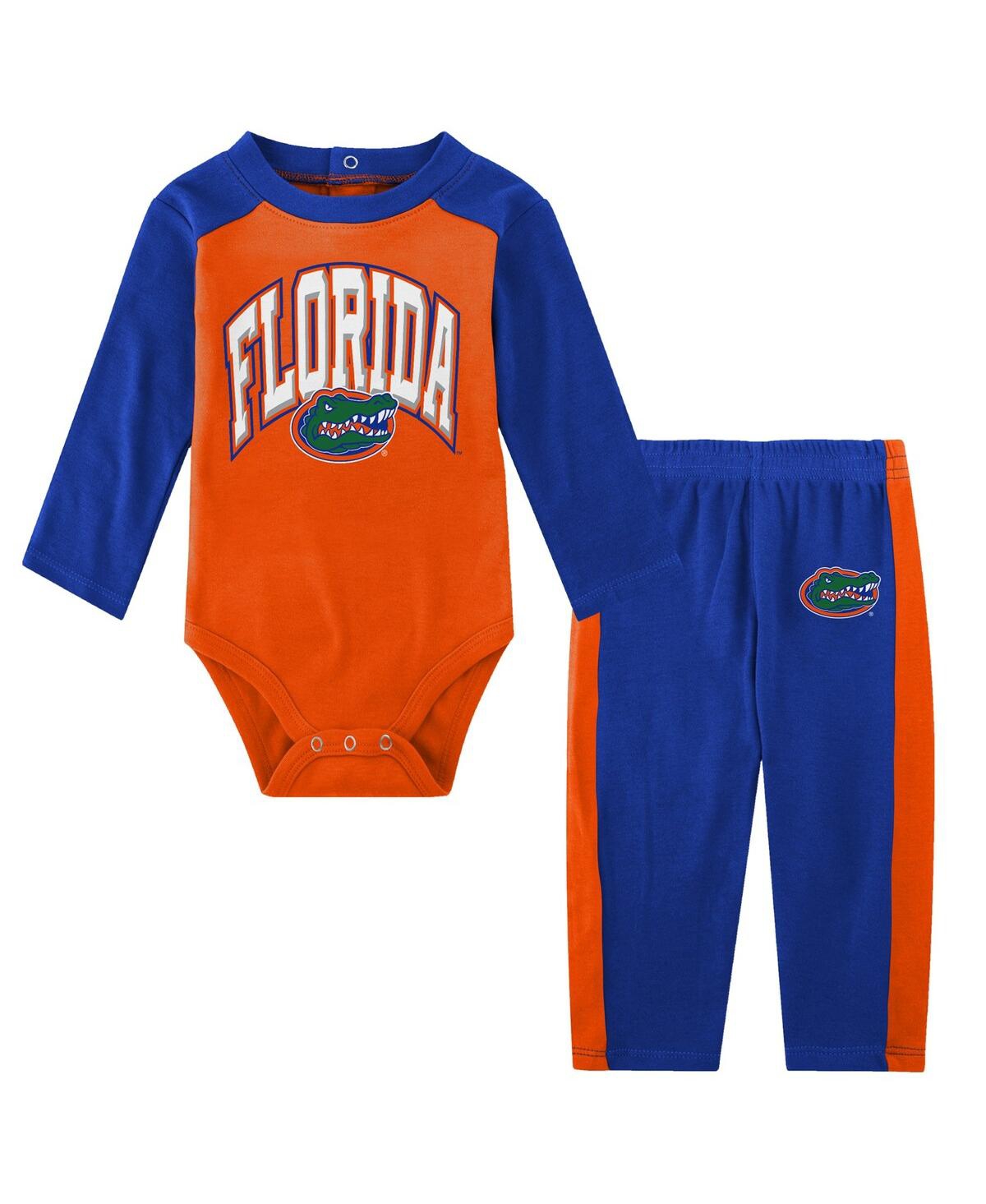 Outerstuff Babies' Infant Boys And Girls Royal Florida Gators Rookie Of The Year Long Sleeve Bodysuit And Pants Set