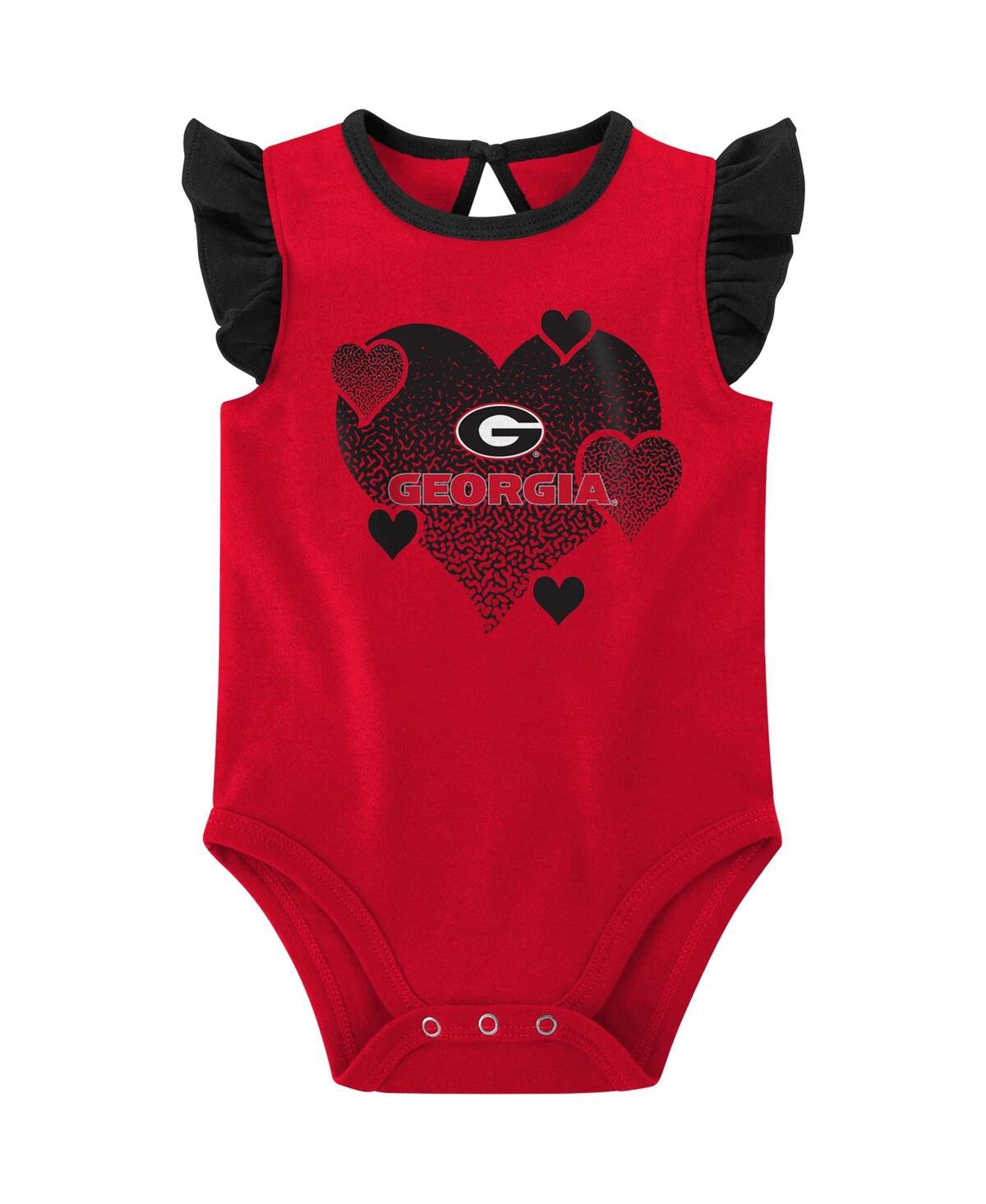 Shop Outerstuff Girls Newborn And Infant Red, Black Georgia Bulldogs Spread The Love 2-pack Bodysuit Set In Red,black