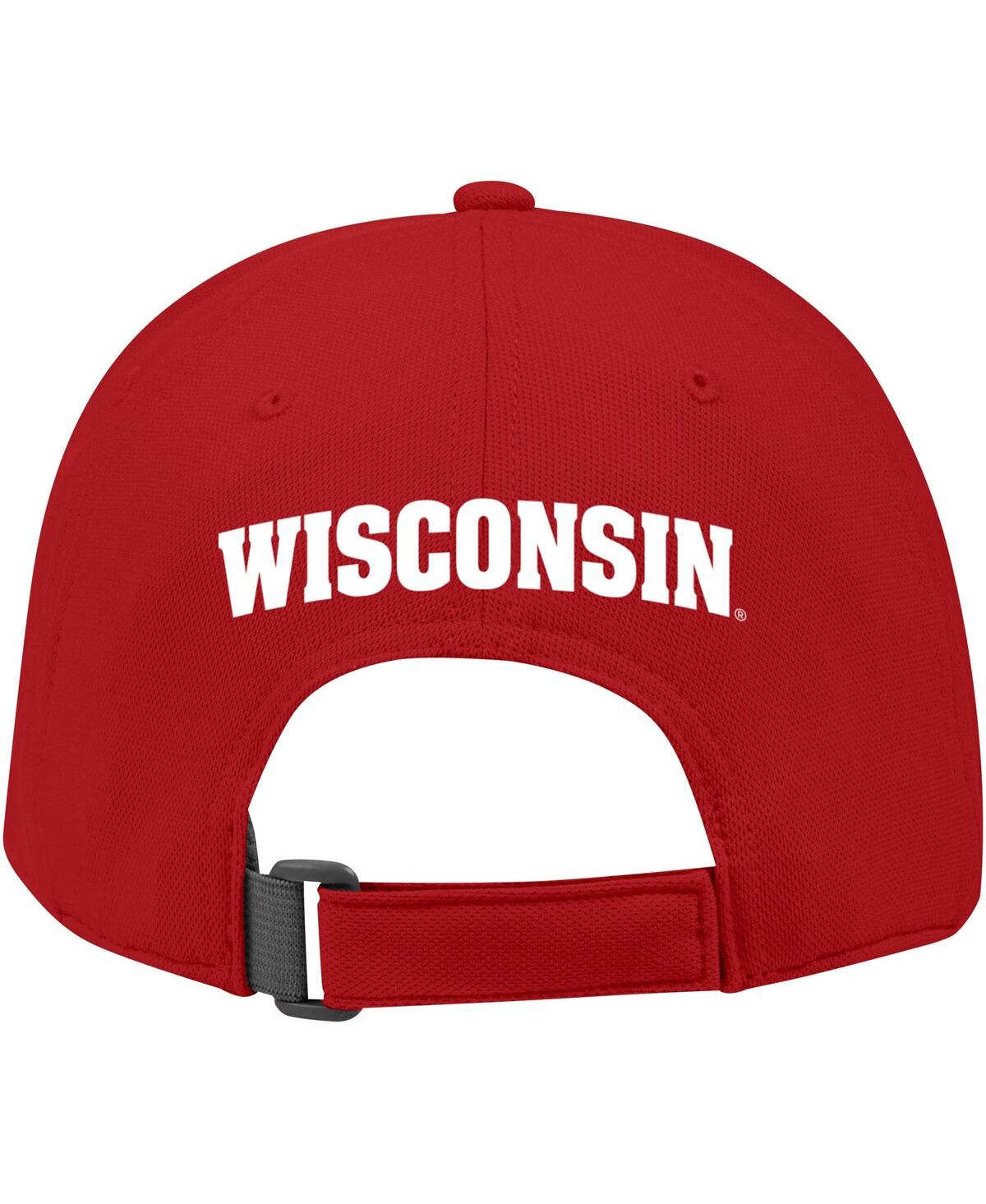 Shop Under Armour Youth Boys And Girls  Red Wisconsin Badgers Blitzing Accent Performance Adjustable Hat