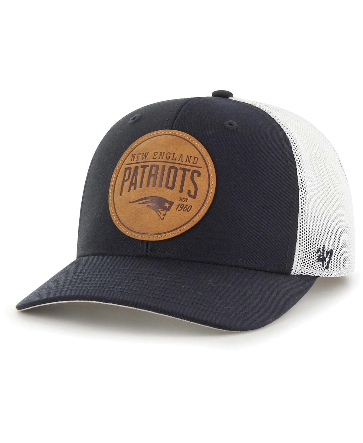 47 Brand Men's ' Navy New England Patriots Leather Head Flex Hat