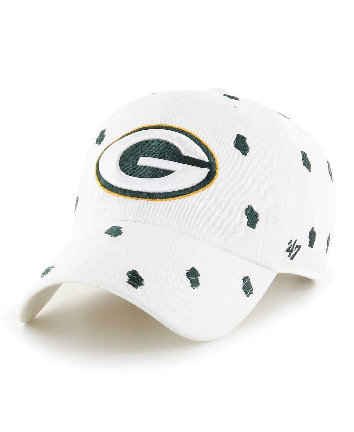47 Brand Men's And Women's ' White Green Bay Packers Confetti Clean Up Adjustable Hat
