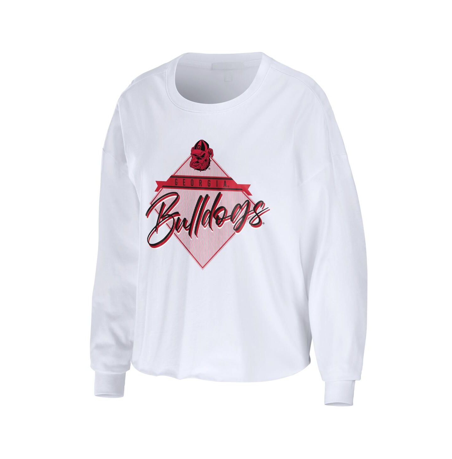 Женская футболка WEAR by Erin Andrews White Georgia Bulldogs Diamond Long Sleeve Cropped — фото 3