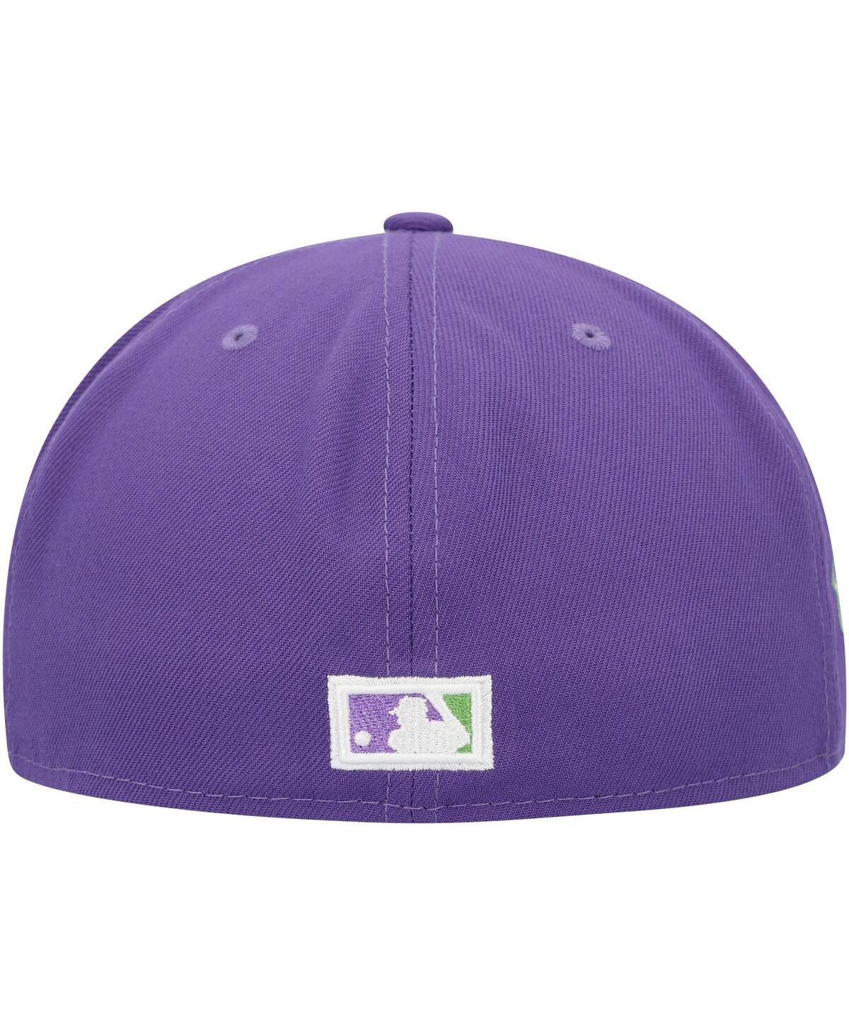 Shop New Era Men's  Purple Atlanta Braves Lime Side Patch 59fifty Fitted Hat