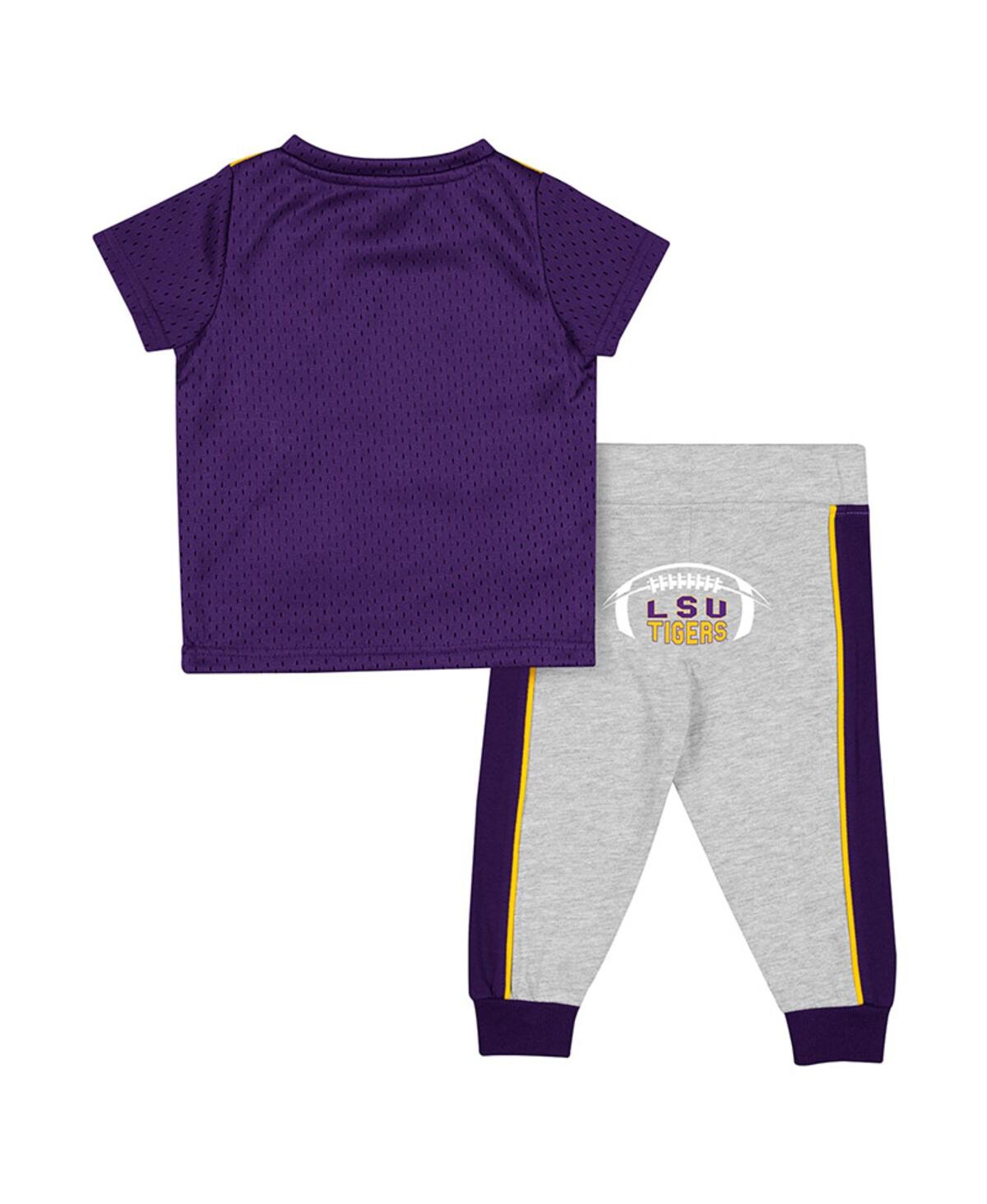 Colosseum Infant Boys And Girls  Purple, Heather Gray Lsu Tigers Ka-boot-it Jersey And Pants Set In Purple,heather Gray