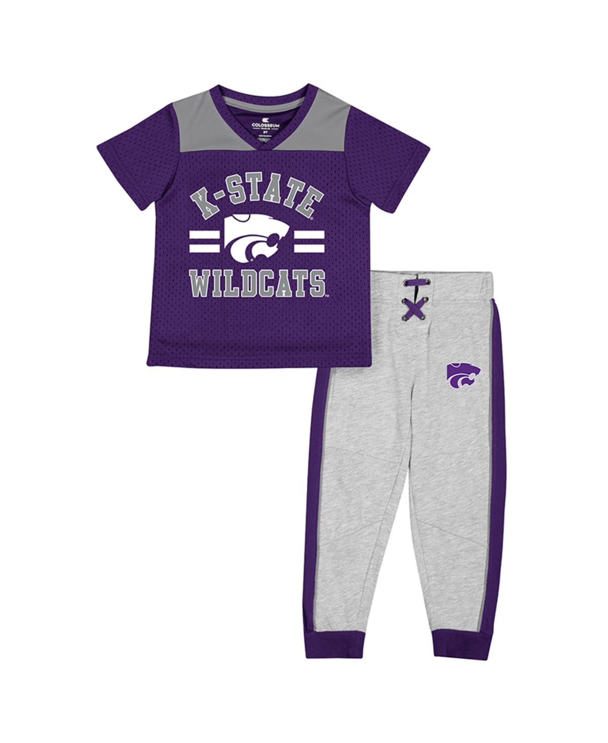 Colosseum Babies' Toddler Boys  Purple, Heather Gray Kansas State Wildcats Ka-boot-it Jersey And Pants Set In Purple,heather Gray