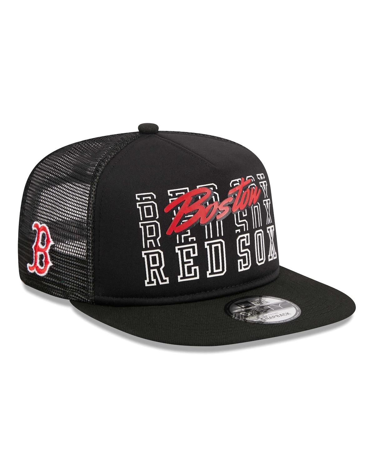 New Era Men's  Black Boston Red Sox Street Team A-frame Trucker 9fifty Snapback Hat