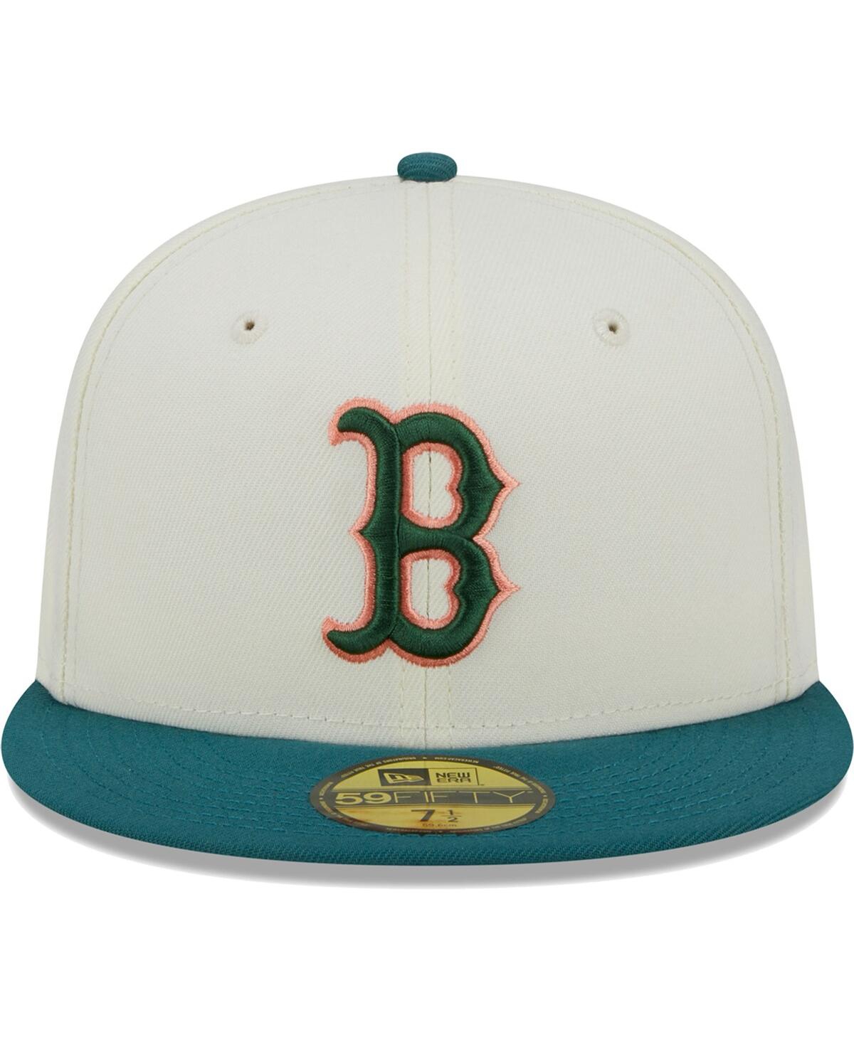 Shop New Era Men's  Cream Boston Red Sox Chrome Evergreen 59fifty Fitted Hat