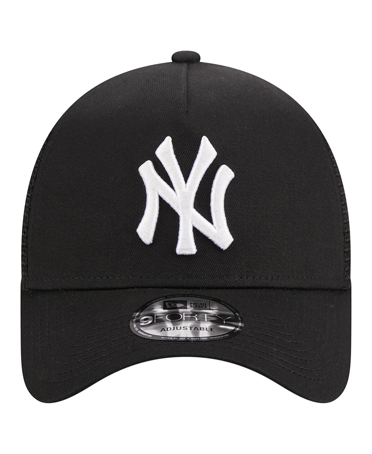 Men's New Era Black New York Yankees A-Frame 9FORTY Trucker Adjustable Hat