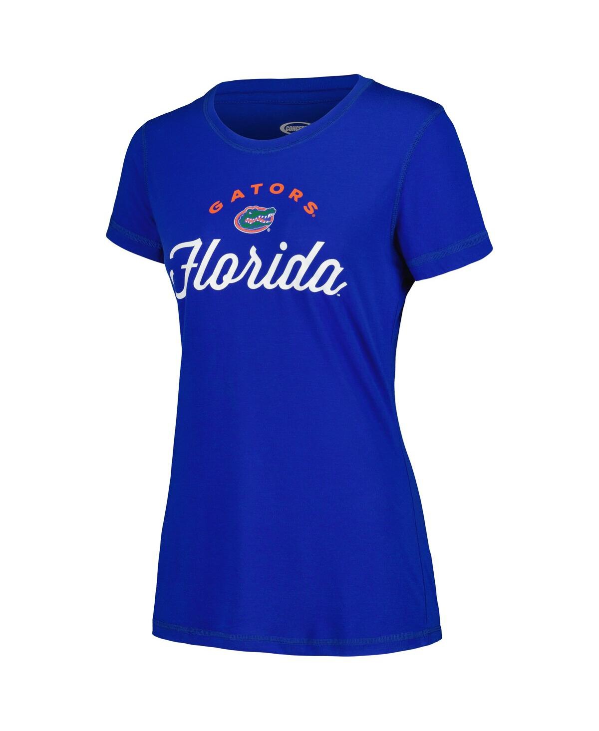 Concepts Sport Women's  Royal And Orange Florida Gators Badge T-shirt And Flannel Pants Sleep Set In Royal,orange