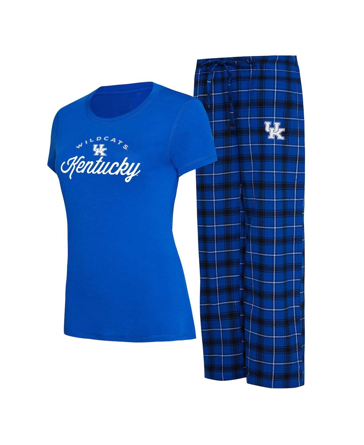 Shop Concepts Sport Women's  Royal, Black Kentucky Wildcats Arctic T-shirt And Flannel Pants Sleep Set In Royal,black