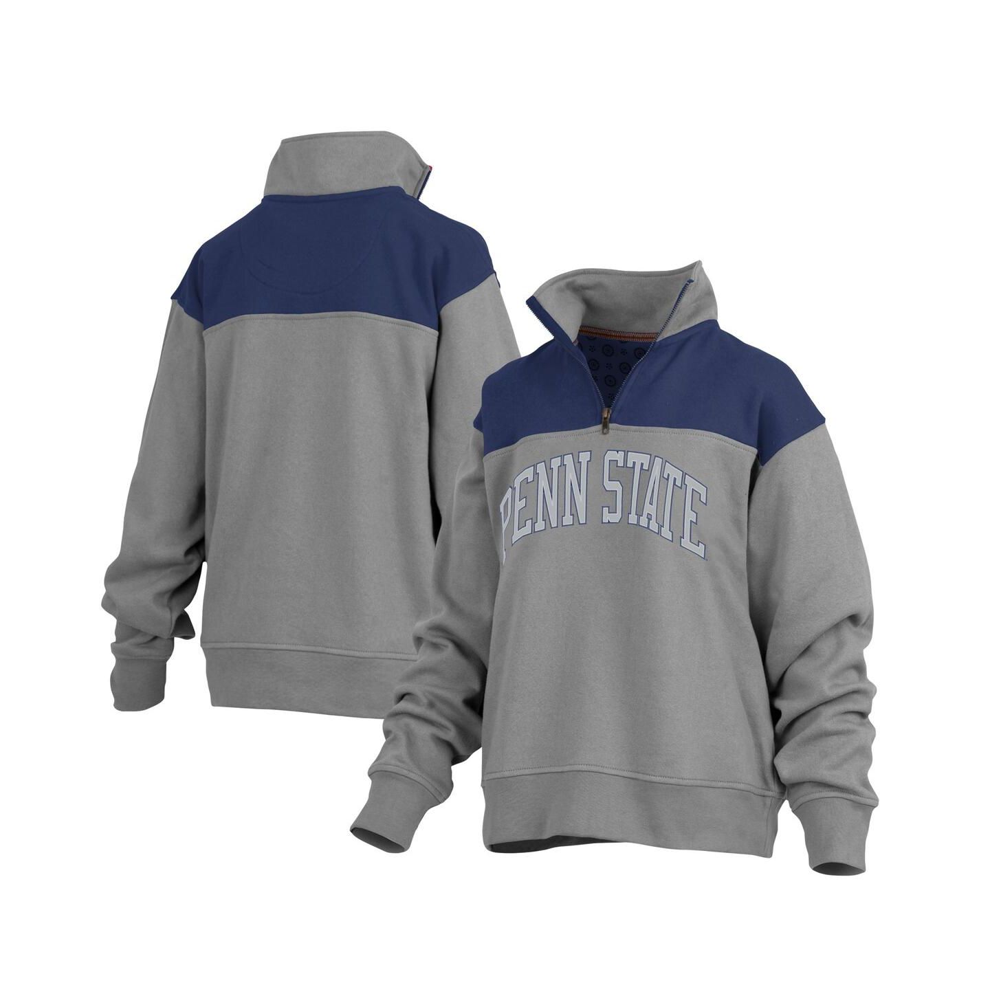 Женская куртка Pressbox Gray Penn State Nittany Lions Avon Fleece Quarter-Zip — фото 1